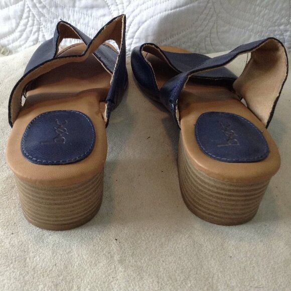 BORN/BOC Navy "11M" Faux Leather Slide Sandals, Block Heel, Professional Vibes - Picture 4 of 6